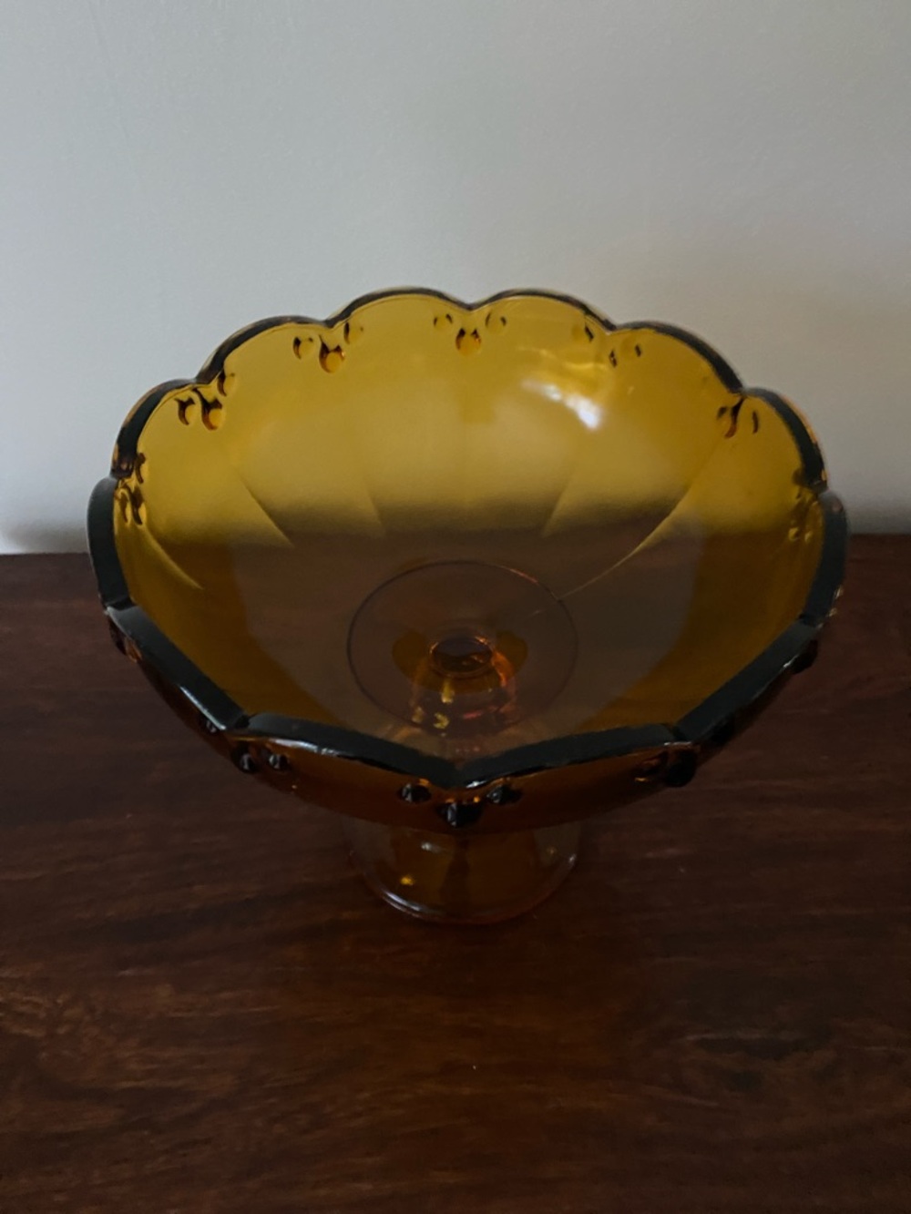 Indiana Glass • Amber • Pedestal Teardrop Compote Fruit Bowl - Picture 5 of 5